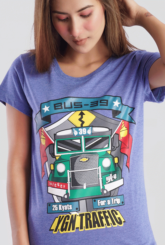 Bus-39 Design Girl Tshirt(Blue)